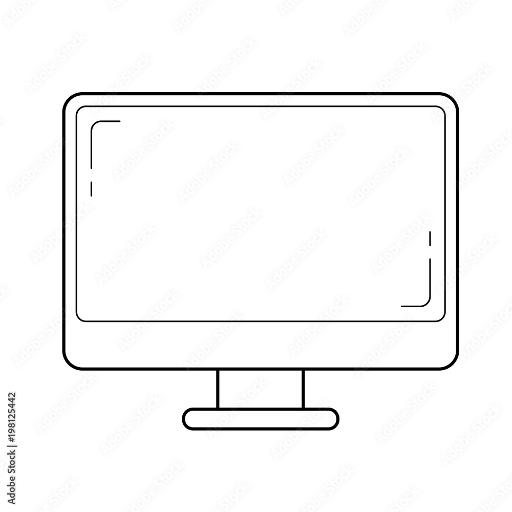Poster computer monitor vector line icon isolated on white background. desktop line icon for infographic, w