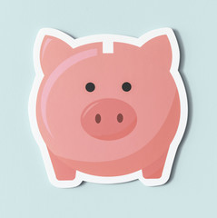 Pink piggy bank savings icon