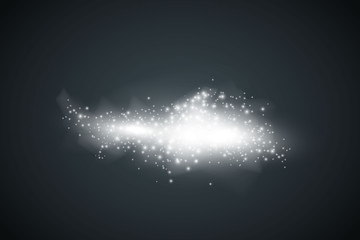 Set of golden glowing lights effects isolated on transparent background. 