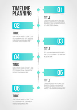 Timeline infographics template, workflow layout, diagram, number step up options in vector illustration.