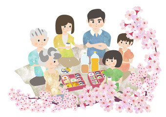 三世帯家族　花見