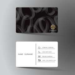 Modern business card template design. With inspiration from the abstract. Contact for company. Two sided black and white on the gray background. Vector illustration.