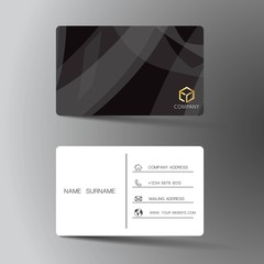 Obraz premium Modern business card template design. With inspiration from the abstract. Contact for company. Two sided black and white on the gray background. Vector illustration.