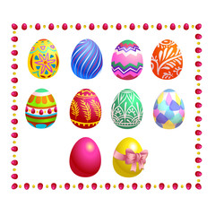 Set of colored Easter eggs. Vector illustration isolated on white background. Clipart for the holiday design and cards.