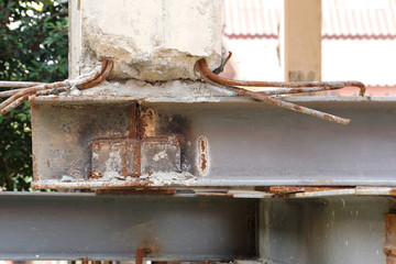 Welding point corner of construction building, Engineering Structure steel