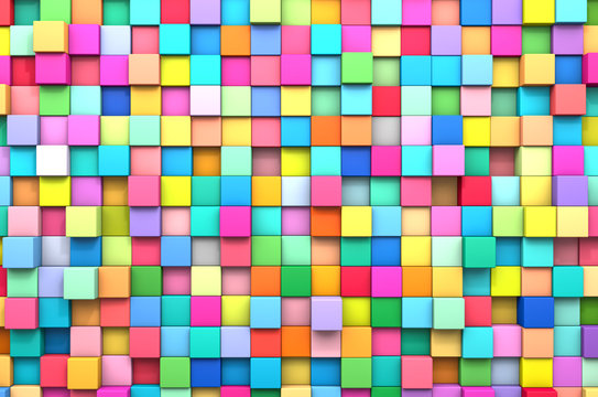 3D rendering abstract background of multi-colored cubes © afxhome