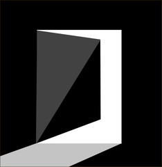 logo open door out flat material design on black background