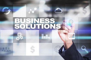 Business solutions on the virtual screen. Business concept.