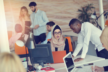 startup business people group working everyday job at modern office