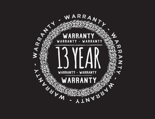 13 years warranty icon vintage rubber stamp guarantee