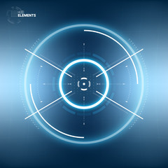 Futuristic Sci-Fi HUD User Interface Circle Element Virtual Reality Design. Abstract Background. Screen Transparency
