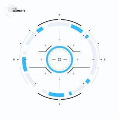Futuristic Sci-Fi HUD User Interface Circle Element Virtual Reality Design. Abstract Background. Screen Transparency