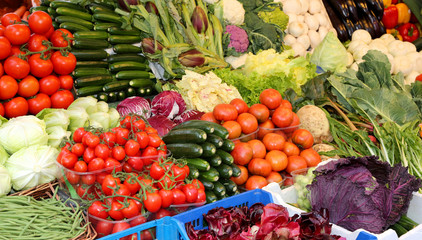fresh vegetables and fruits for sale
