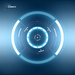 Futuristic Sci-Fi HUD User Interface Circle Element Virtual Reality Design. Abstract Background. Screen Transparency