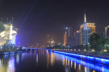 Fototapeta na wymiar Zhujiang River night cityscape Guangzhou China