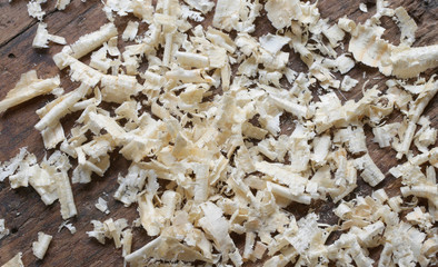 scattered sawdust chips