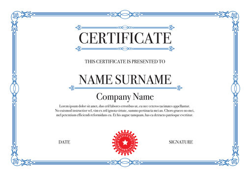 Blue Frame Certificate for Excellence Performance