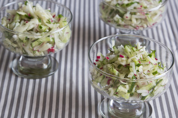 Fresh salad of radish and cucumber
