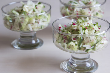 Fresh salad of radish and cucumber