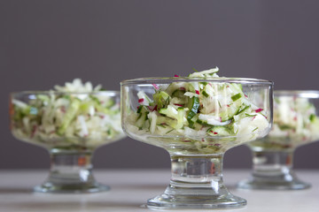 Fresh salad of radish and cucumber