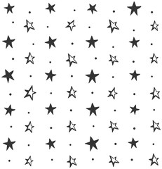 Seamless Pattern with Hand Drawn Stars