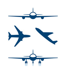 Airplane icon and plane with chassis