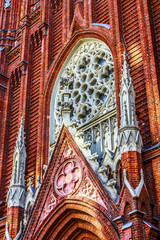 The facade of Cathedral of the Immaculate Conception of the Holy Virgin Mary in Moscow, Russia. 