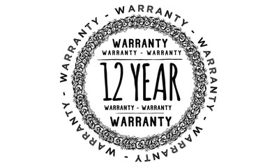 12 years warranty icon vintage rubber stamp guarantee