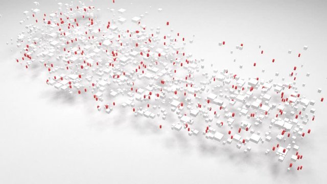 Map of Turkey - Middle East | 3d Rendering, mosaic of little bricks - White and flag colors