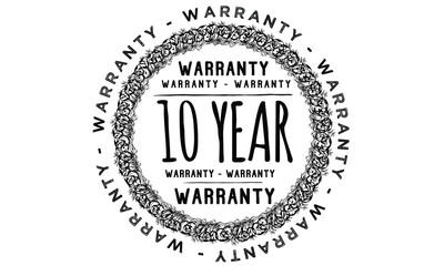10 years warranty icon vintage rubber stamp guarantee