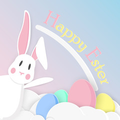 Easter rabbit, easter Bunny.Happy Easter .Paper art style