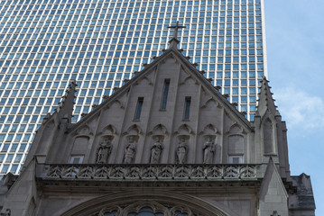 Wall of an old church on a Chicago street