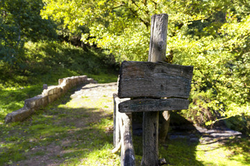 outdoor empty wooden indication signboard