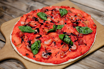 fruit pizza with strawberries
