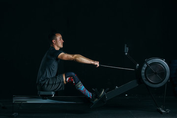 Man doing rowing exercise
