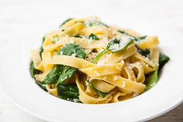 Spinach tagliatelle pasta