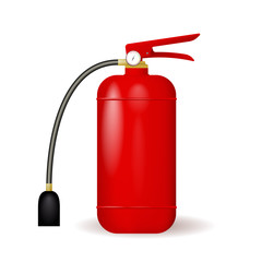 Fototapeta premium Red fire extinguisher. Fire safety vector illustration. White background.