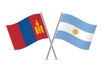 Mongolia and Argentina flags. Vector illustration.