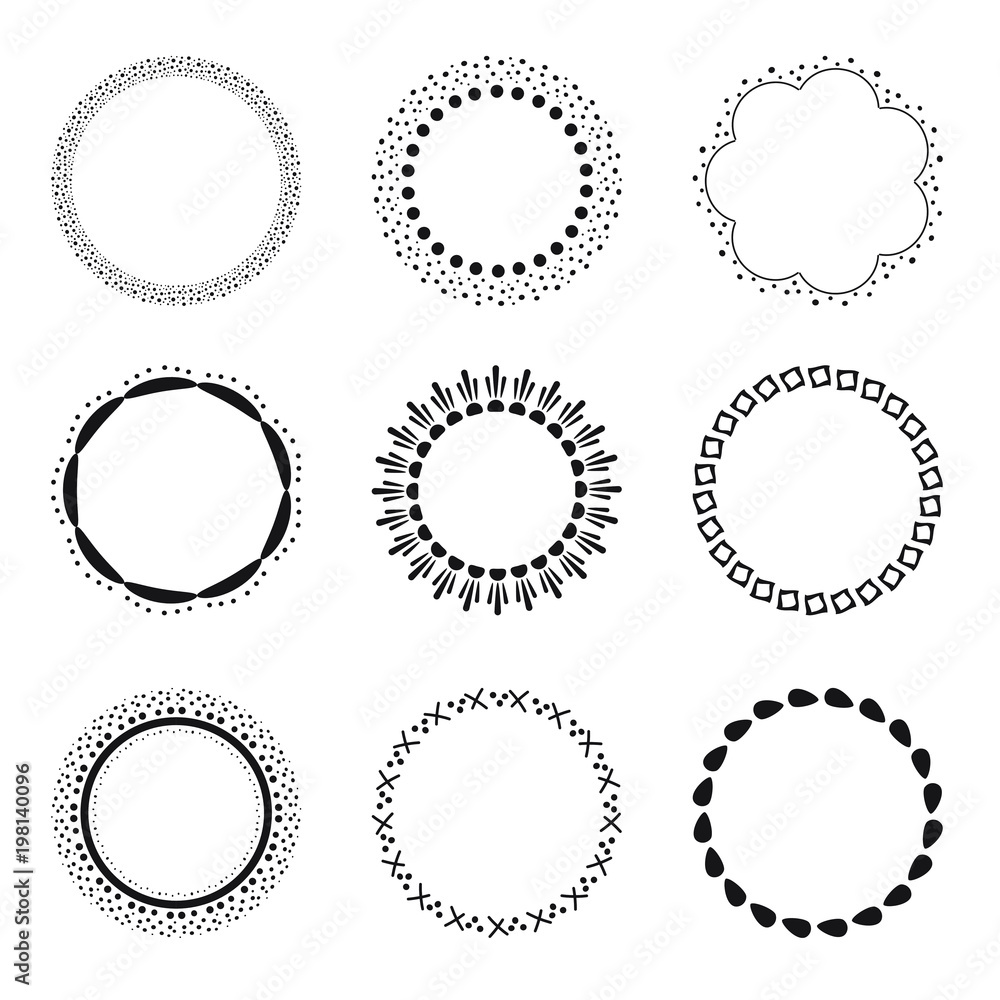Poster abstract round frames and shapes set. vector illustration.
