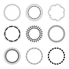 Abstract round frames and shapes set. Vector illustration.
