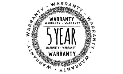 5 years warranty icon vintage rubber stamp guarantee