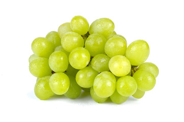 bunch of green grapes isolated on the white background