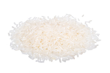 Fototapeta na wymiar Heap of white rice isolated on white background