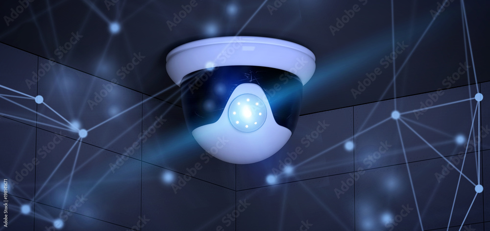 Poster conncetion over a security cctv camera system - 3d rendering