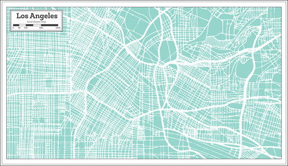 Naklejka premium Mapa miasta Los Angeles w Kalifornii USA w stylu retro. Mapa przeglądowa.