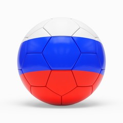 Obraz premium 3d rendering of soccer ball with Russia flag isolated on a white background