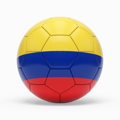 3d rendering of soccer ball with Columbia flag isolated on a white background