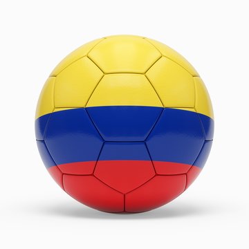3d rendering of soccer ball with Columbia flag isolated on a white background