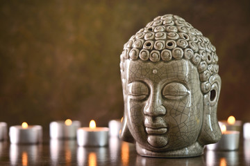 Meditation or relax spa treatment concept, front view, space for a text