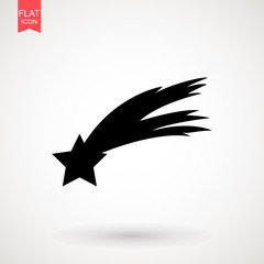 Falling star vector . Shooting star isolated from background. Icon of meteorite or comet with tail